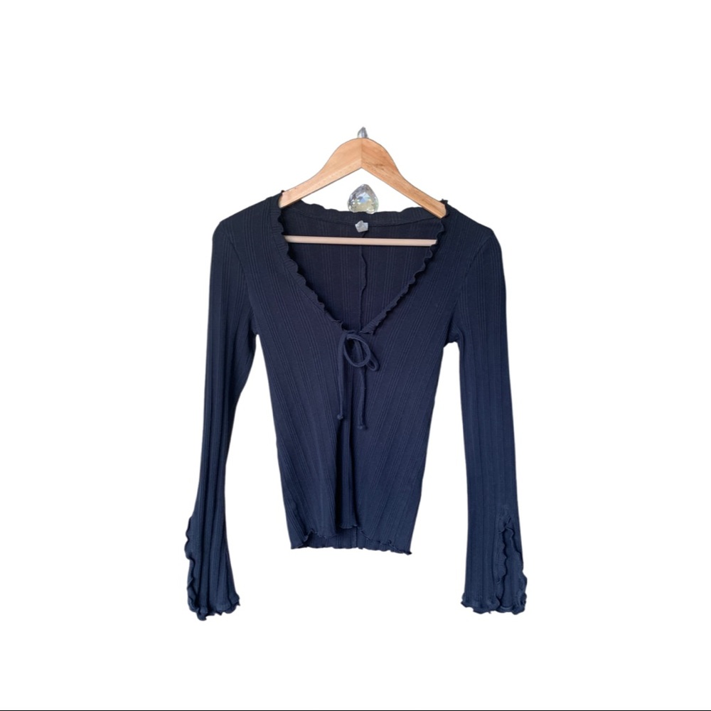 Black free people blouse with ruffles